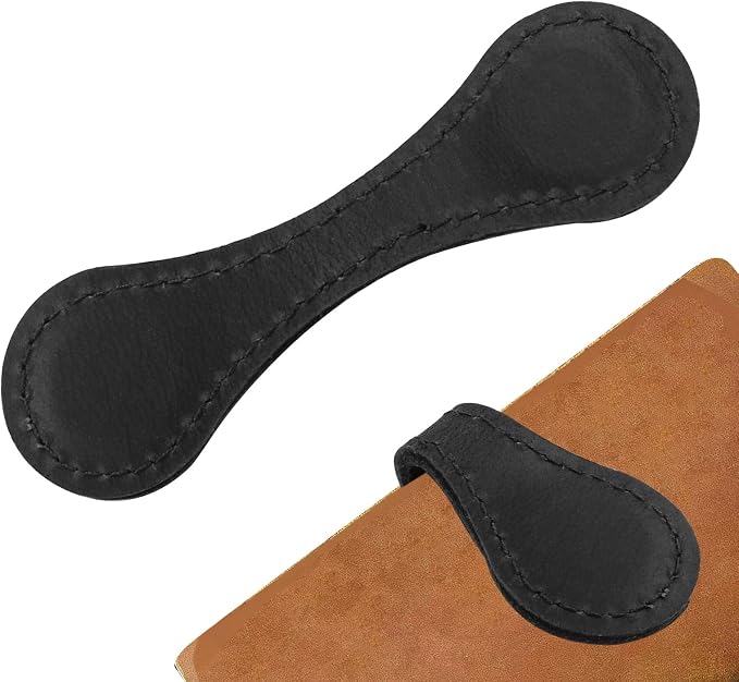 Jiozermi 1 Pcs Black Magnetic Bookmarks, Double-Sided Magnetic Bookmark Clips Leather Magnetic Bookmarks for Women Book Lover Readers Kids Teacher Student