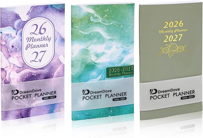 3 Pack 2026-2027 Pocket Monthly Planner 2 Year Small Size Mini Pocket planner Academic Planner With Daily Quotes Hardcover Agenda Book Perfect Organizer for Purse,Planning, Organizing, and Office Use