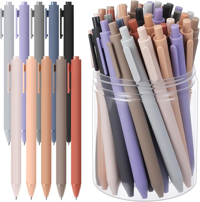 Crtiin 30 Pcs Gel Pens Bulk, 0.5mm Fine Point Black Ink Pens, Retractable Smooth Writing Quick Dry, Colored Aesthetic for School Office Journaling Teacher Appreciation Mother Day (Morandi Colors)