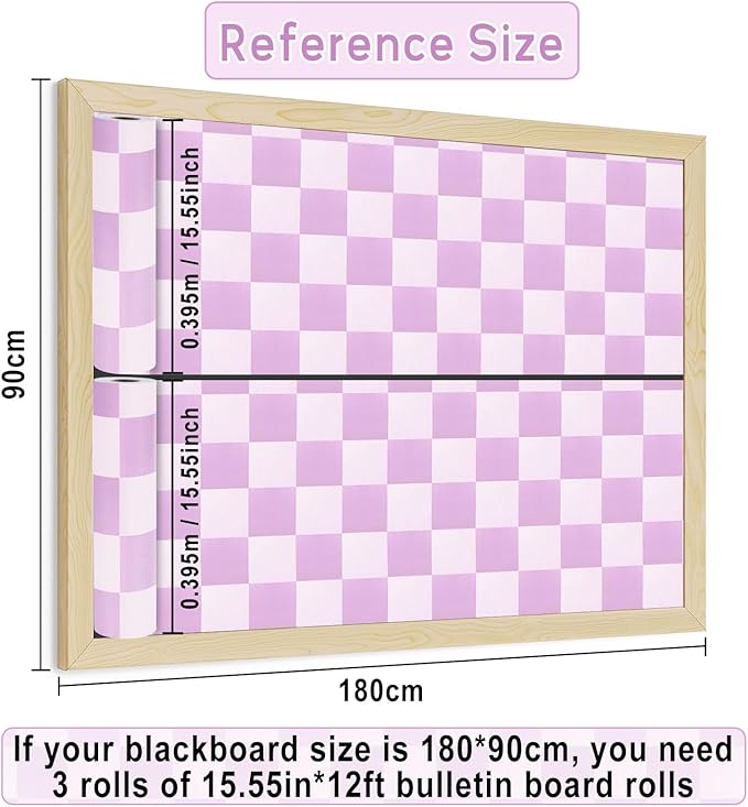 Purple Checked Bulletin Board Roll Reusable Waterproof Erasable Pastel Purple Background Poster Non-Woven Fabric Bulletin Board for Mother‘s Day Easter Classroom Decor Wrap Paper 15.55" x12ft