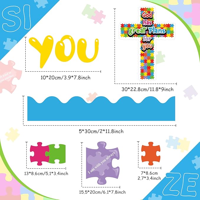 67 Pieces Christian Bulletin Board Religious Gods Plan Sunday School Decorations Bible Verse Holiday Cutouts for Classroom Sunday Puzzle Decor for School for Door Wall Decor Supplies