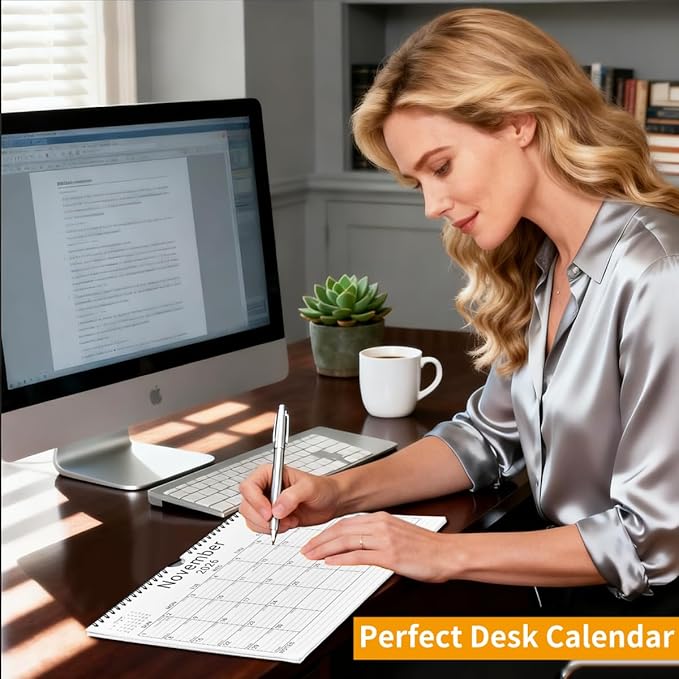 2026 Wall Calendar, 12 Month 11”x8.5 ‘’ Year Monthly Organizer from January 2026-2027 Small Mini Horizontal Blank Spiral Bound Wire Hanging Calendar w/ Lines for Family, Home, Kitchen, Office White3