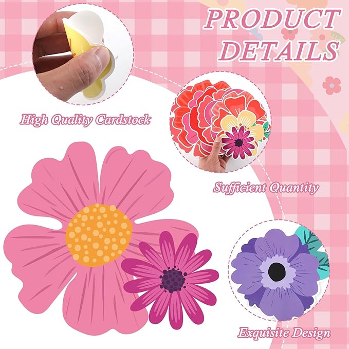 60Pcs Back to School Wildflowers Bulletin Board Decoration Wildflowers Classroom Decor Cutouts Set Preschool Floral Themed Card Teacher Students Supplies for Party School Classroom Walls Blackboard