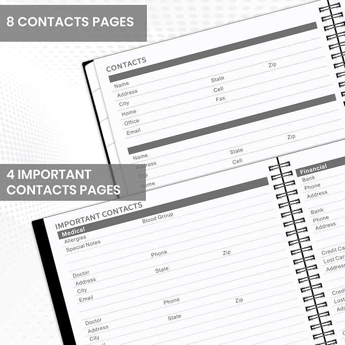 Monthly Planner 2026-2027 - JUL 2026 - DEC 2027 Planner/Calendar,18 Month Planner with Contacts & Passwords, 8.5" x 11" Planners 2026-2027, Monthly Tabs, Thick Paper, Black