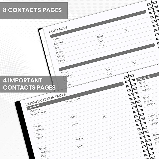 Monthly Planner 2026-2027 - JUL 2026 - DEC 2027 Planner/Calendar,18 Month Planner with Contacts & Passwords, 8.5" x 11" Planners 2026-2027, Monthly Tabs, Thick Paper, Black