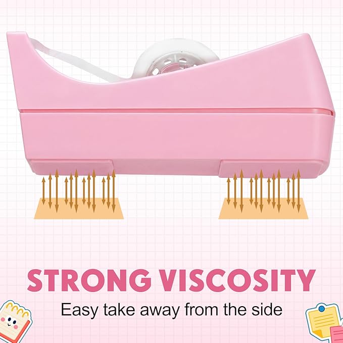 Yahenda 10 Pack Pink Desktop Tape Dispenser Non Skid Base with 0.7 x 985 Inches Invisible Tape Refills Bulk Weighted Roll Dispenser for Office Home School
