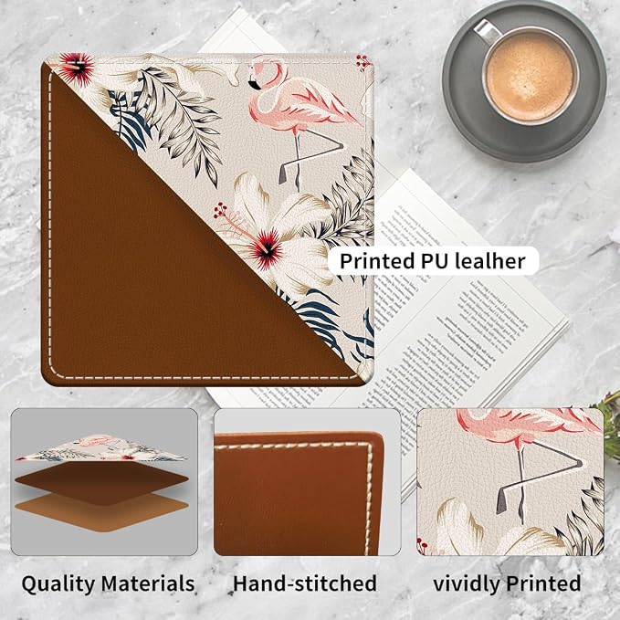 Cute Leather Bookmarks, Fun Triangle Making Corner Bookmark, Book Accessories for Reading Book Lovers, Unbreakable Page Markers for Women Men Cute Pink Flamingo