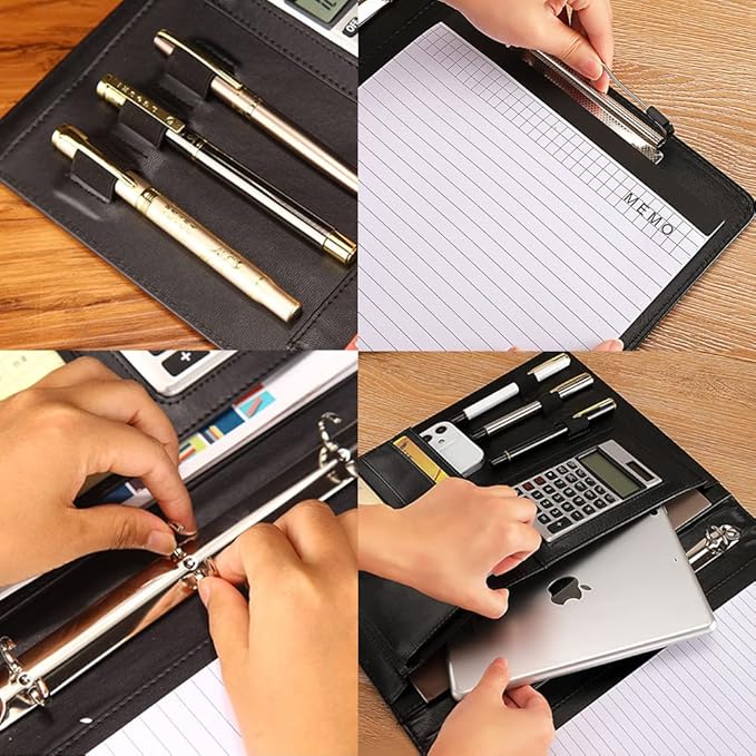 Professional Portfolio Leather Business Padfolio Notebook with Letter Size Clipboard, A4 Portfolio Binder & Organizer Folder (Excluding calculators)