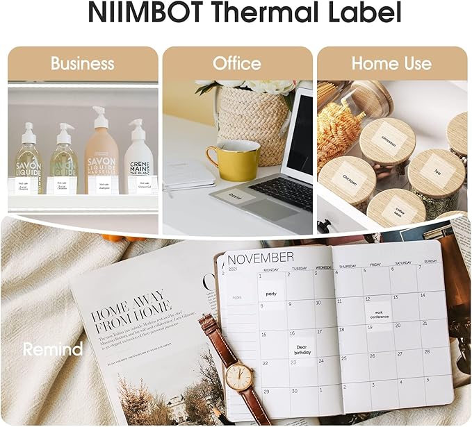 NIIMBOT Labels for B1/B21/B2 Printer - 2'' x 2'' (50x50mm) Thermal Labels, Waterproof & Oil-Proof, 1 Roll of 150 Round Clear Stickers