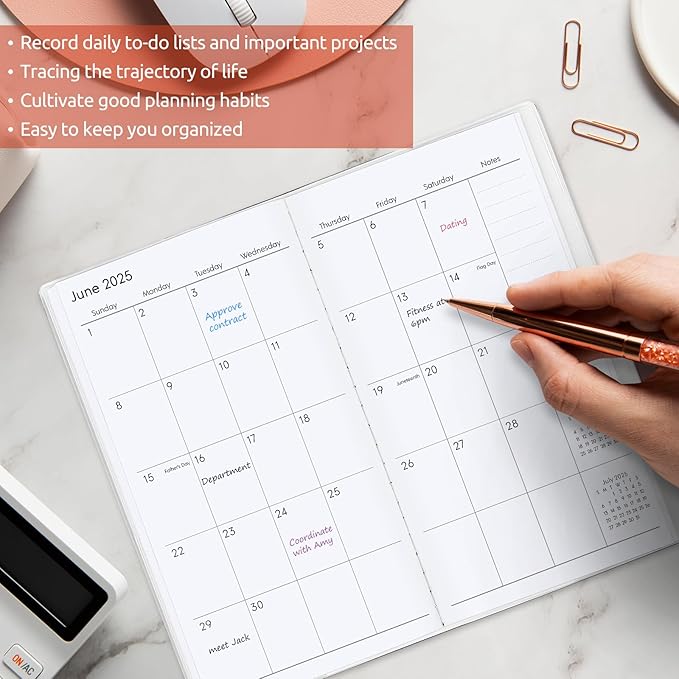 KONVINIT Pocket Calendar 2025-2027, Moon Phase Monthly Planner 2025-2027 - 3.7" x 6.7" - Runs from July 2025 Until December 2027, Lunar Calendar 2026 for Planning and Organizing