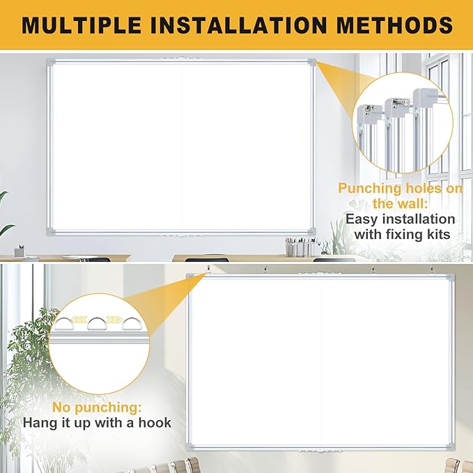 Magnetic Dry Erase Board 60x40 Inches, Foldable Whiteboard with Silver Frame for Classroom, Office and Home - 5x3.5 Ft, Non-Glare Surface, Full Magnetic Accessory Kit Included