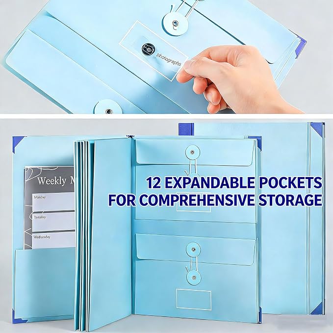 The Life Book Document Organizer - Binder for Important Documents, 2026 New Portable Multi-Pocket Filing Folder, for Storing Certificates, Passports, Photos, and Letters (Blue 0.6in)