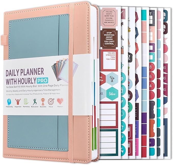 Daily Notebook, Self-filling Calendar Schedule Book Weekly Diary Timeline Thicken Note Book Perfect For Planning And Organizing At Home, School, Office (Size : Pink)