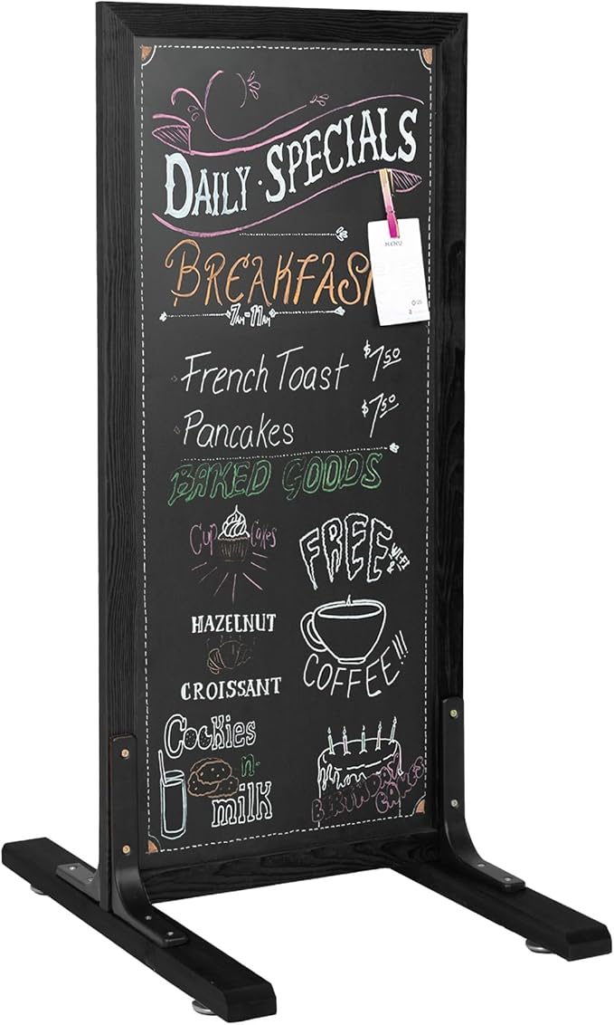Ilyapa Large Chalk Board Sign - Free Standing Sidewalk Easel - Outdoor Menu for Restaurant, Food Truck, Party, or Wedding - 42x18 Inch - Black