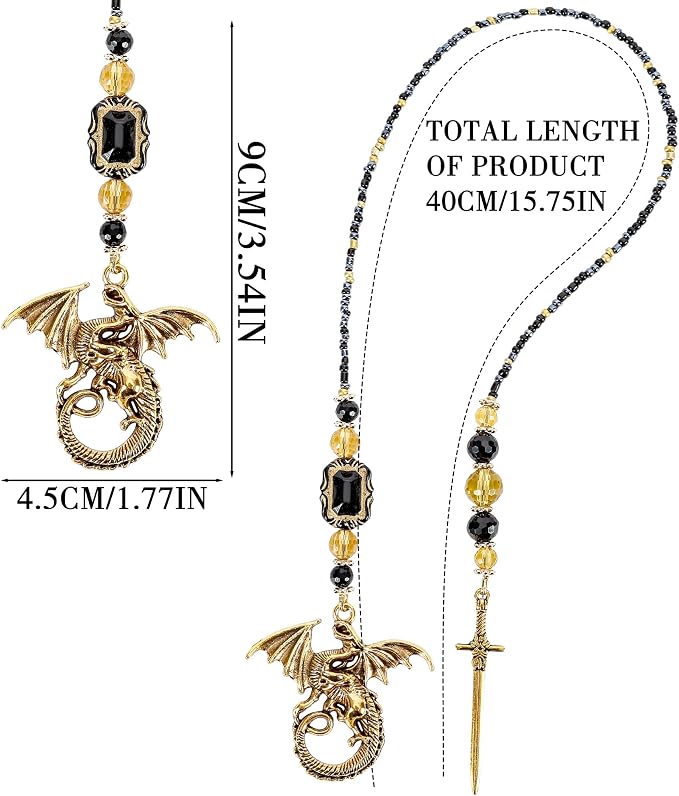 Fourth Wing Bookmark Gifts - Gold Fantasy Dragon Sword Beaded Bookmarks for Men Book Lovers Crystal Bead Chain Page Marks School Office Reading Accessories Bookish Gift for Birthday Christmas