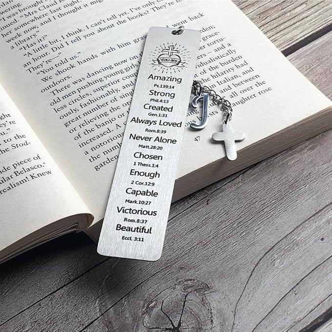 Bible Bookmark for Women Book Lovers Sister Christian Book Marker Gifts for Reader Teens Girls Baptism Birthday Christmas Gift for Coworker Students Bookish Easter Gifts (Silver-J)