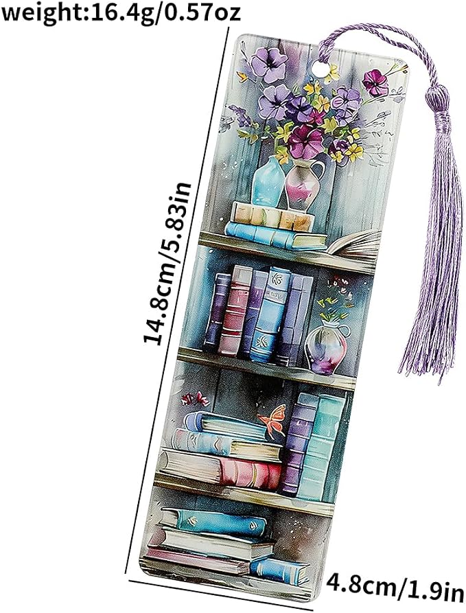 Colorful Art Flower Bookshelf Bookmark - Romantic Artsy Vibe Bookmarks, Perfect Reading Gift for Book Lovers, Bookworms and Friends (2pcs/Set B)