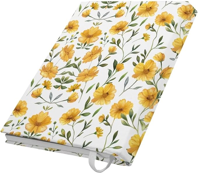 Dreaweet Floral Yellow Print Book Covers for Textbooks,Jumbo Book Sleeves for Book Lover Fit 9 x 11 Inches Paperback Hardcover Books Cover Protector,Washable & Reusable