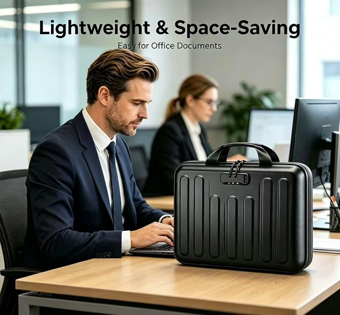 Fireproof Document Organizer with Lock, Waterproof Hard-Shell File Organizer, 13 Pocket Accordion Folder, Portable Safe Storage for A4 Files, Passports & Certificates, Home Office Travel Use, Black