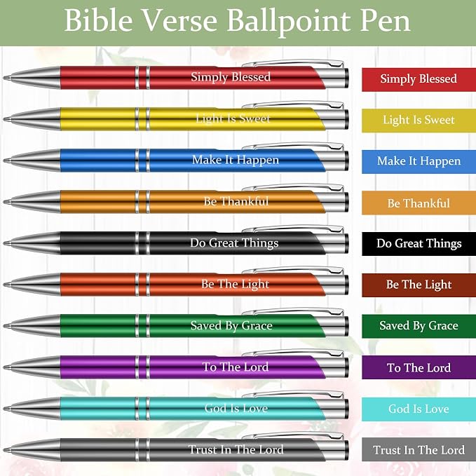 Sinmoe 120 Pcs Christian Bible Verse Sets Bulk Scripture Bookmarks Religious Ballpoint Pens Christian Notebooks & White Organza Bags for Church Wedding Women Men Party Favors Bible Study
