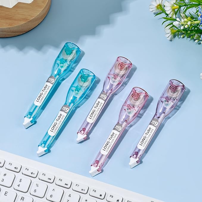 BAYTORY 5Pcs Correction Tapes, Aesthetic White Pull Out Tape Pens, Smooth and Quick Dry Tape, Easy to Use Pen-Style Applicator for Study Supplies and Office Products (Colorful)