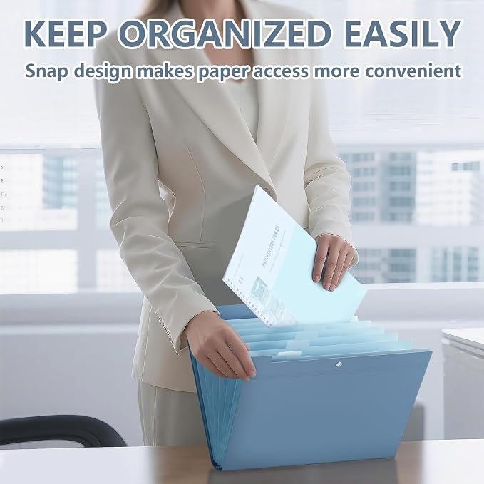 2Pack Accordion File Organizer Expanding File Folder with 8 Pockets, Bulk Letter Size Portable Paper Document Organizer for Office Home Business Supplies