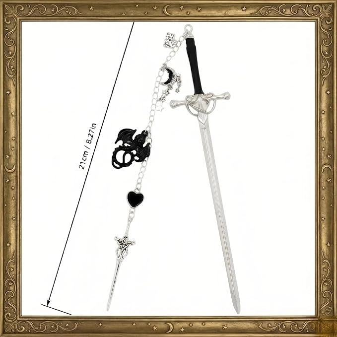 Fantasy Dragon Sword Bookmarks - Metal Charm Vintage Book Marks Cool Page Marker Gifts for Reading Lover Women Men Students Teachers Reader Bookish Birthday School Accessories - 1 Piece