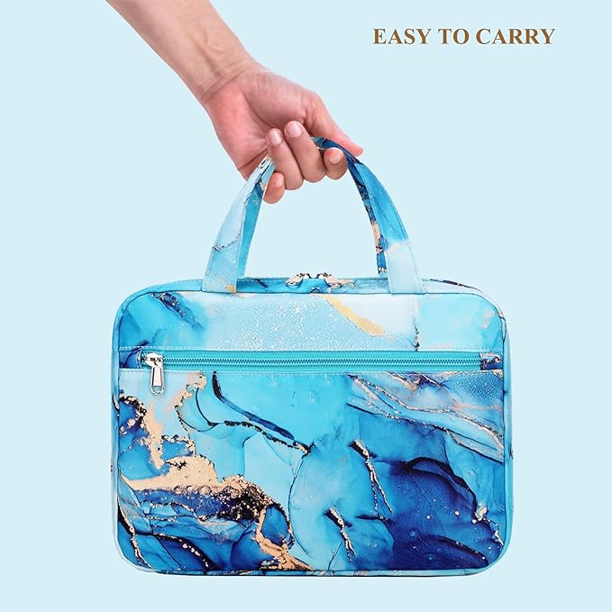 Octsky Bible Cover Case for Women Bible Organizer Book Carrying Bag for Medium and Large Bibles, Marble Cyan