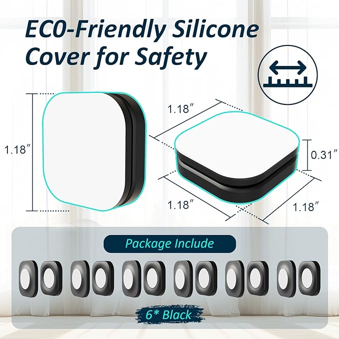 Magnetic Remote Control Holder Wall Mount Self-Adhesive, 6 Pack Upgraded Silicone Remote Organizer Storage Wall Holder for Home Office TV, Fan and Air Conditioner Remote Control 6 Black