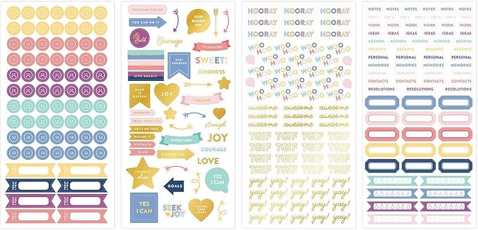 Blue Sky Every Day & Every Occasion 2200+ Sticker Pack, Planner and Calendar Pack, 4.49” x 9.06”, Full Color and Gold Foil, 24 Sheets