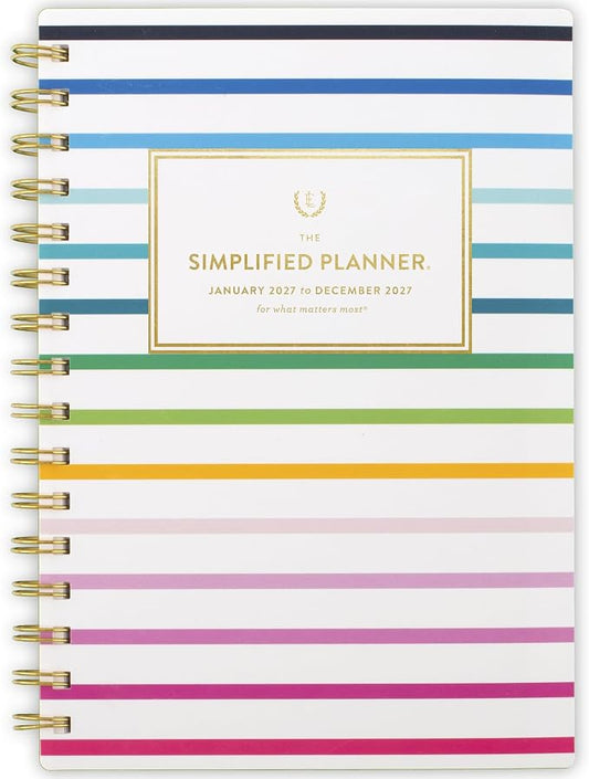 AT-A-GLANCE 2027 Planner, Simplified by Emily Ley, Weekly & Monthly, 5.5" x 8.5", Happy Stripe (EL57-200-27)
