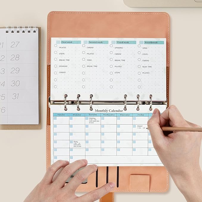 A6 Budget Planner Refill, 82 Sheet [2026] Colorful Weekly Monthly Planner Calendar Inserts 6 Hole Expense Budget for A6 Binder Cover, Money Envelopes Organizer for Wallet, Cash Saving -Leaf