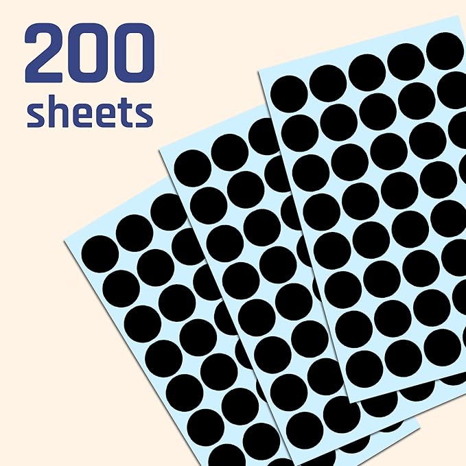 TownStix 8000 Pack, 3/4" Round Dot Stickers Circle Labels - Black