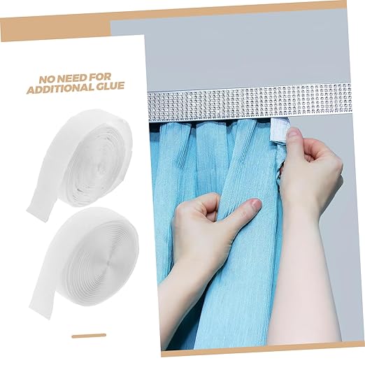 Self Adhesive Tape Strips for Curtains Hook Loop Adhesive Strong Backing Easy to Install for Doors Wall Mount