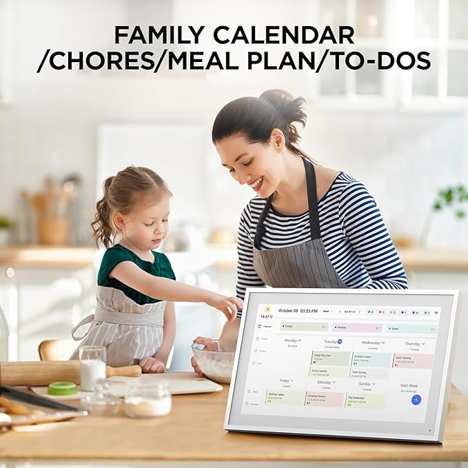 Mezed 10.1" Digital Calendar, Meal Planner, Duty Chart, to Do List,HD Smart Touch Screen Home Interactive Smart Electron Calender , Gifts for Women Men, Gifts for Mom Dad- Built-in Digital Photo Frame Function (white, 10.1)
