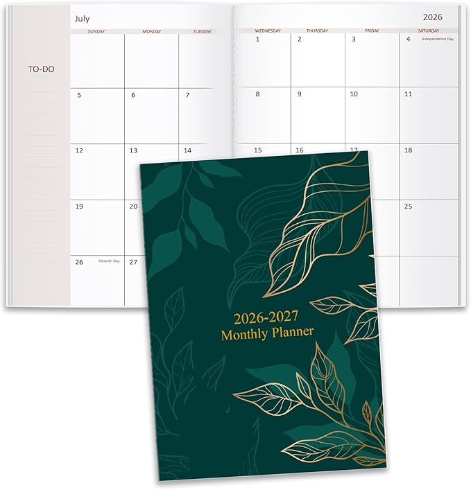 2026-2027 Monthly Planner - 18 Months Calendar from July 2026 - December 2027, Monthly Planner 2026-2027 Easy to Organize Your Daily Life, 5.8" x 8.3", Gold Leaf