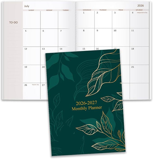 2026-2027 Monthly Planner - 18 Months Calendar from July 2026 - December 2027, Monthly Planner 2026-2027 Easy to Organize Your Daily Life, 7" x 10", Gold Leaf