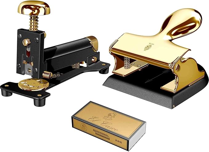 El Casco Stapler & Hole Punch 23K Gold and Black SET-4LN