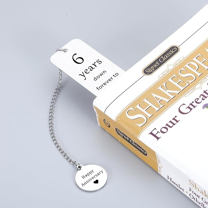 Iron Gifts for 6 Year Anniversary 6th Anniversary Bookmark Gift for Women Men Happy 6 Year Anniversarys Wedding Bookmarks Date Night Gifts for Husband Wife Romantic Bridal Shower Gift for Bride