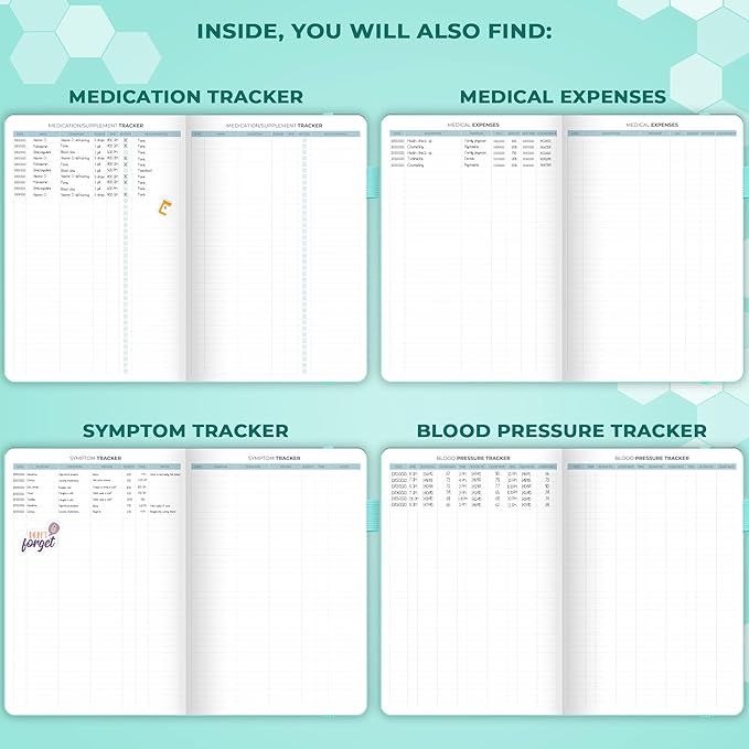 Clever Fox Large Medical Planner 12-Month – Medical Notebook, Health Diary, Wellness Journal to Track Health – 12 Months, 7x10.5″ (Light Turquoise)