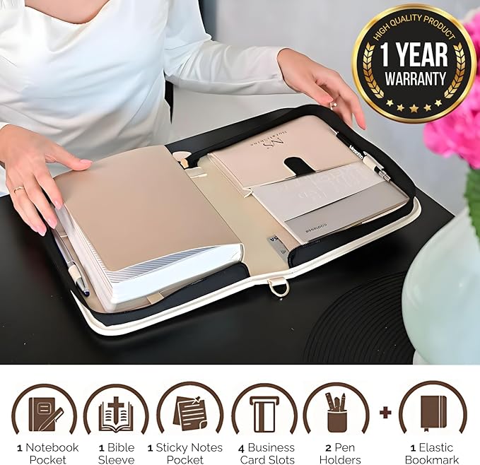Regular Bible Cover Case for Bibles UP to 9.5"X6.7"X2.3", Bible Cases for Woman, PU Leather Bible Covers for Women w/Shoulder Strap, Zipper Closure, Ideal for Christian Art Gifts Bible Cover, Cream