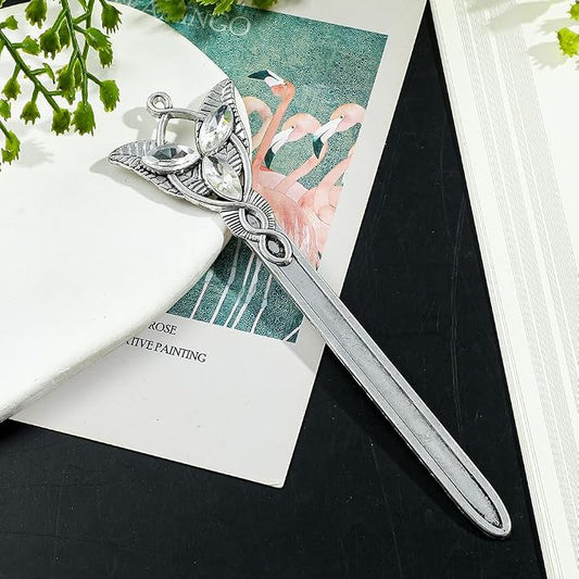 Fantasy Metal Bookmarks with Elvish Leaf, Sword Charm & Evenstar Engraving, Epic Quotes Carved Jewelry for Book Lovers, Dark Academia Gifts for Readers (Silver 1944)