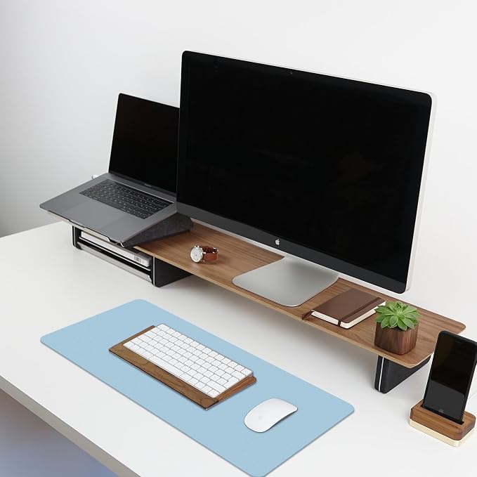 CADONO Leather Desk Pad Protector, Non-Slip PU Leather Large Mouse Pad, Easy Clean Desk Protector Mat, Writing Pad for Office/Home/Decor (Eggshell, 31.5" x 15.7")