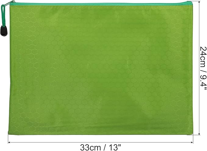 PATIKIL Waterproof Zipper File Bags, 10 Pack A4 Size Document Pocket Storage Organizer Pouch for Travel Office Supply, Green