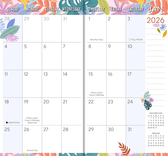 2026 Pocket Planner: 2-Year-Plus Monthly Pocket Calendar Book (24-Month): January 2026 - December 2027, Purse Size 6.5" x 3.5", Pastel Tropics