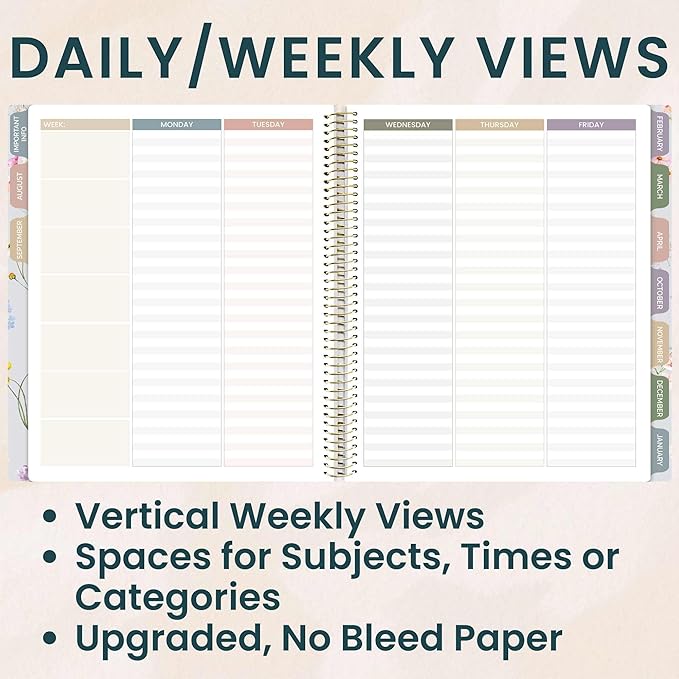 bloom daily planners New Undated Academic Year Teacher Planner & Calendar with Frosted Protective Cover - 7 Period Lesson Plan Organizer Book (9" x 11") - Teach Them Love Them