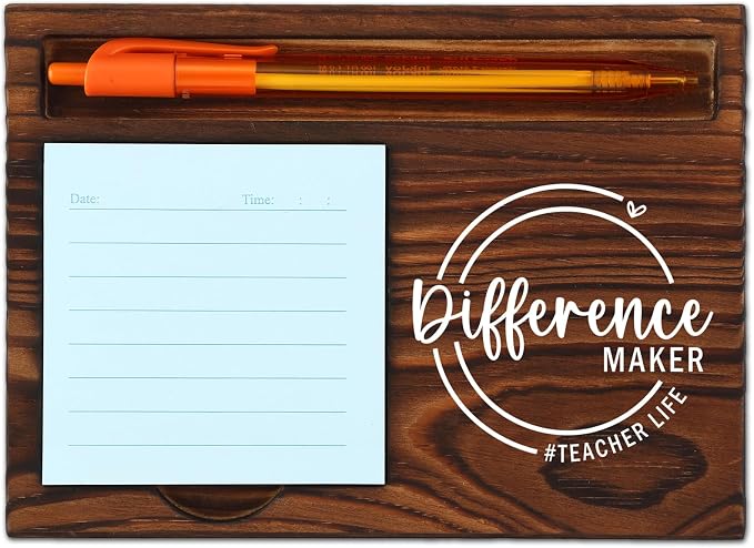 Teacher Life Self-Stick Note Pad Holder, Perfect Gift for Educators, Professors, and Instructors, Stylish and Functional Classroom Desk Accessory, Work Desk Retro Note Pad Holder SDZ294