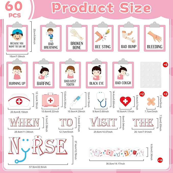 party greeting School Nurse Theme Bulletin Board Set Nurse Classroom Decoration Nursing Paper Cutouts Health Bulletin Board Boarder for Office Wall Art Hospital Medical Healthcare Nurses Day Supplies