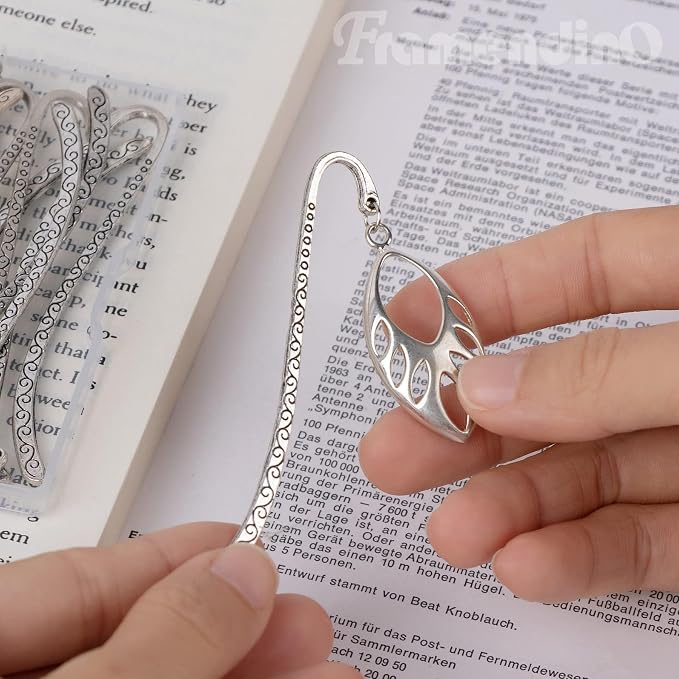 Framendino, 20 Pieces Alloy Bookmark Retro Silver Metal Carving Hook with Tibetan DIY for Teacher Reading Enthusiasts