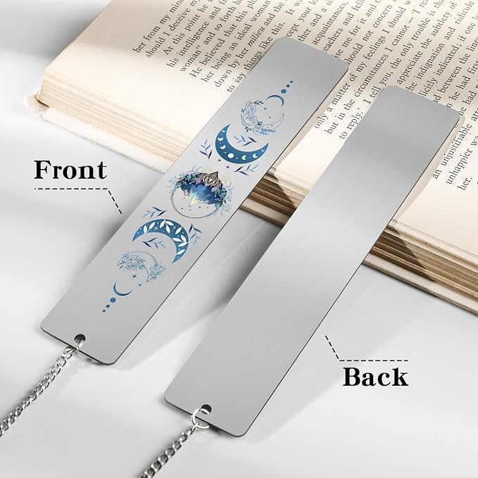 Charm Acotar Metal Bookmark - Fantasy Book Mark for Reading Women Unique Blue Moon Mountains Aesthetic Page Markers for Kids Book Lovers Bookish School Office Supplies Birthday Gifts